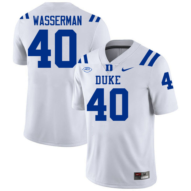 Duke Blue Devils #40 Asher Wasserman College Football Jersey Stitched-White